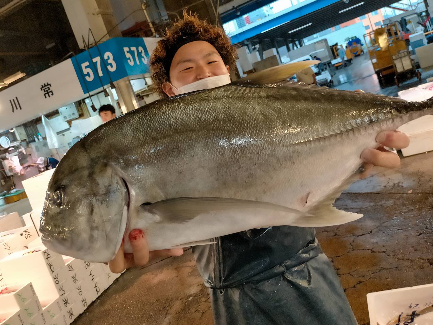 活け〆産地直送 でっかいロウニンアジ 脂のってます さかなの仕入れ屋 大阪で美味しい魚を安く仕入れる